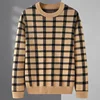 European goods autumn and winter new woolen sweater men's high-end handsome trend Plaid Pullover casual loose large sweater 3