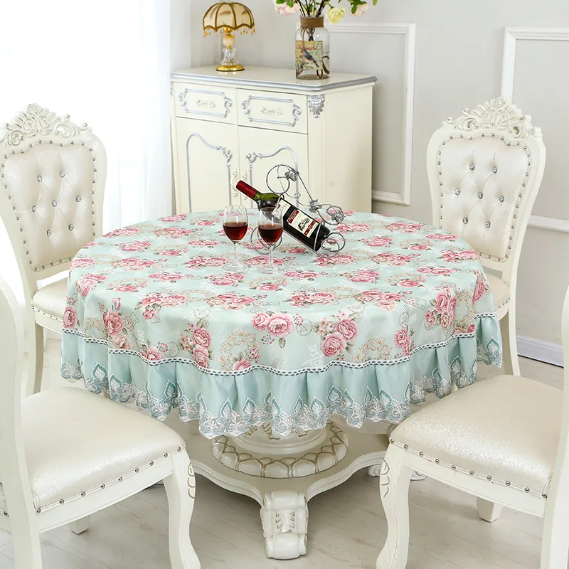 D Household high-end round tablecloth, fabric European style table cloth - Цвет: D