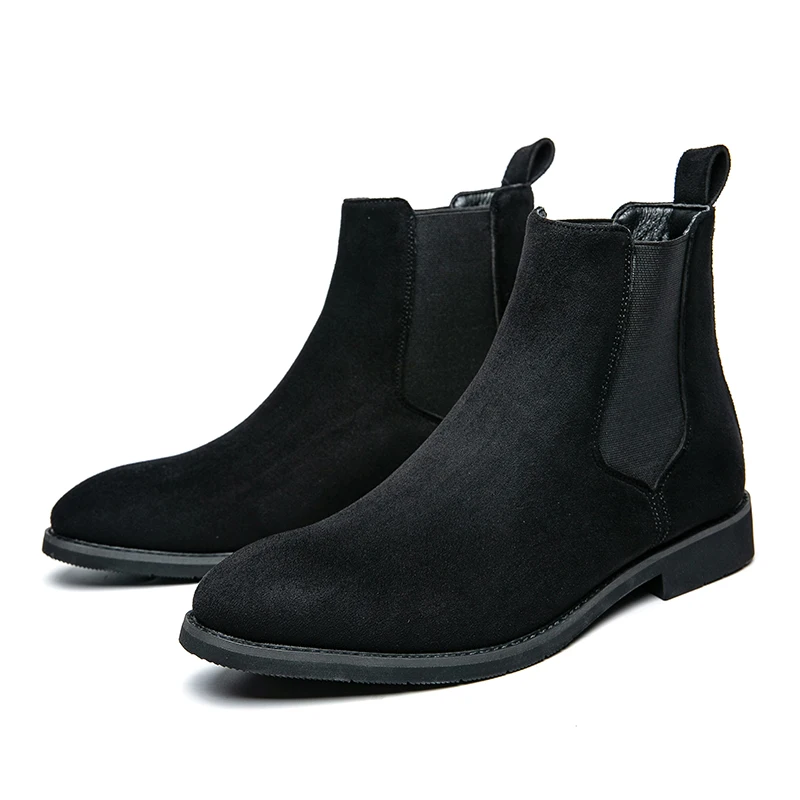 YEINSHAARS Dropshipping Men Boots Luxury Retro Elegant Chelsea Boots Men Cow Suede Leather Lovers' Shoes Plus Size 38-48