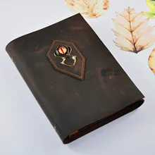 

A5 size Loose-leaf 6 Holes Handwork Cowhide European Notepad Diary Notebook Genuine Leather Book