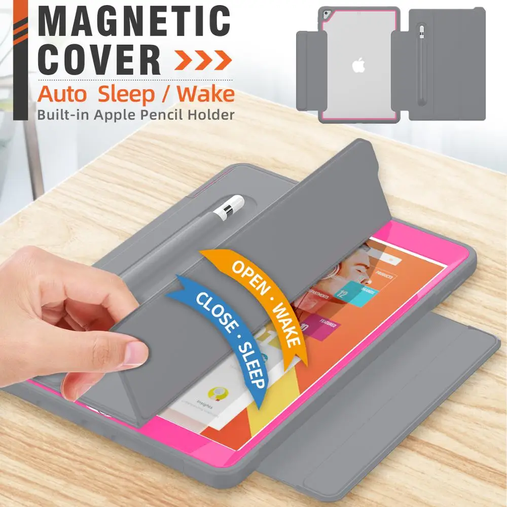 For Ipad 7th 8th Generation 2019 2020 Case with Pencil Holder Ultra Slim Auto-Sleep Smart Cover for Ipad cases 10.2 Inch