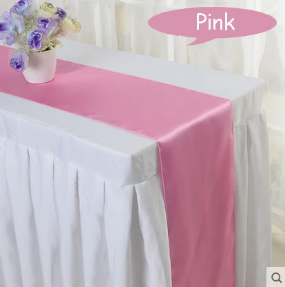 30 20pcs/lot Red Blue Gold 15 colors choose 30*275cm Hotel Satin Table Runner Wedding Party Banquet Festival Decoration - Цвет: pink