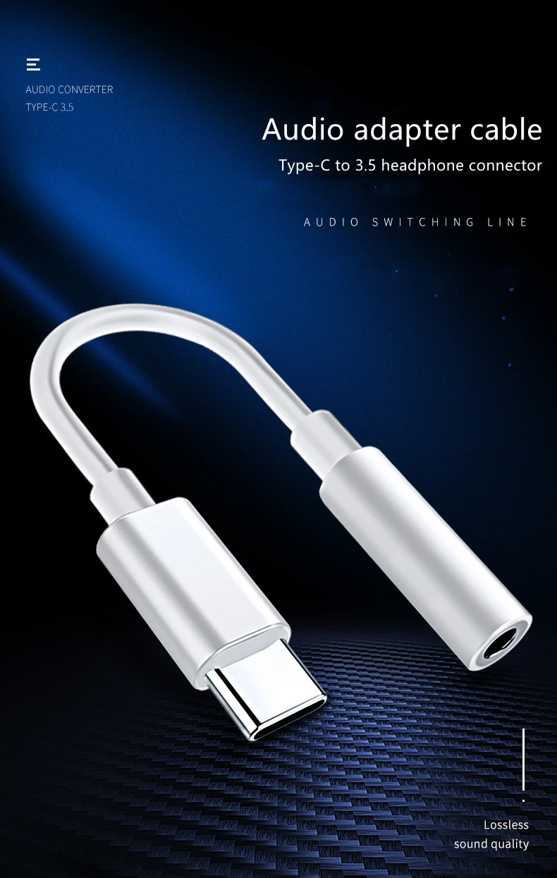 Type-C To 3.5mm Headphone Cable Adapter Type C USB-C Male To 3.5mm Analog audio AUX Audio Female Jack For type-C Xiaomi huawei