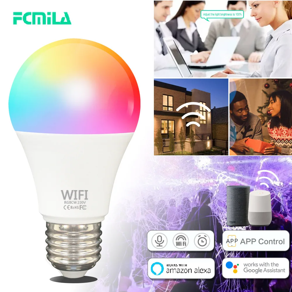 

Wifi Smart Light Bulb Alexa Voice Control Rgbcw Dimming Color Matching A19 Bubble Graffiti Life For Home Bulbs E27 Lamp 220v