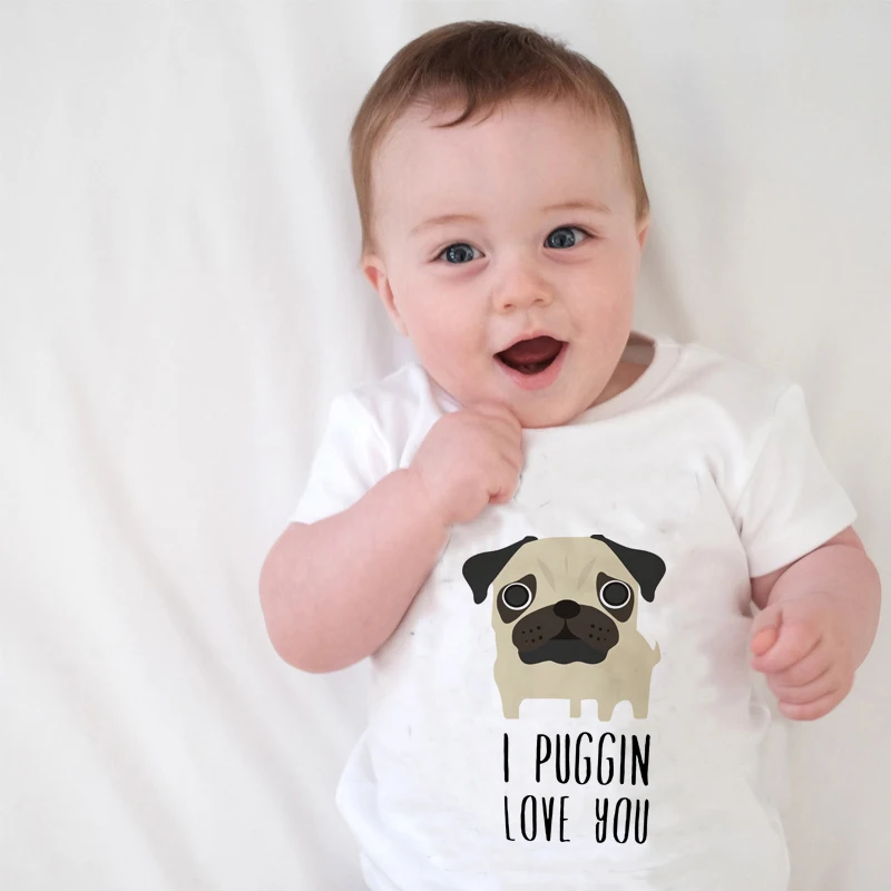 Одежда для малышей с изображением мопса боди надписью I Puggin Love You одежда маленьких