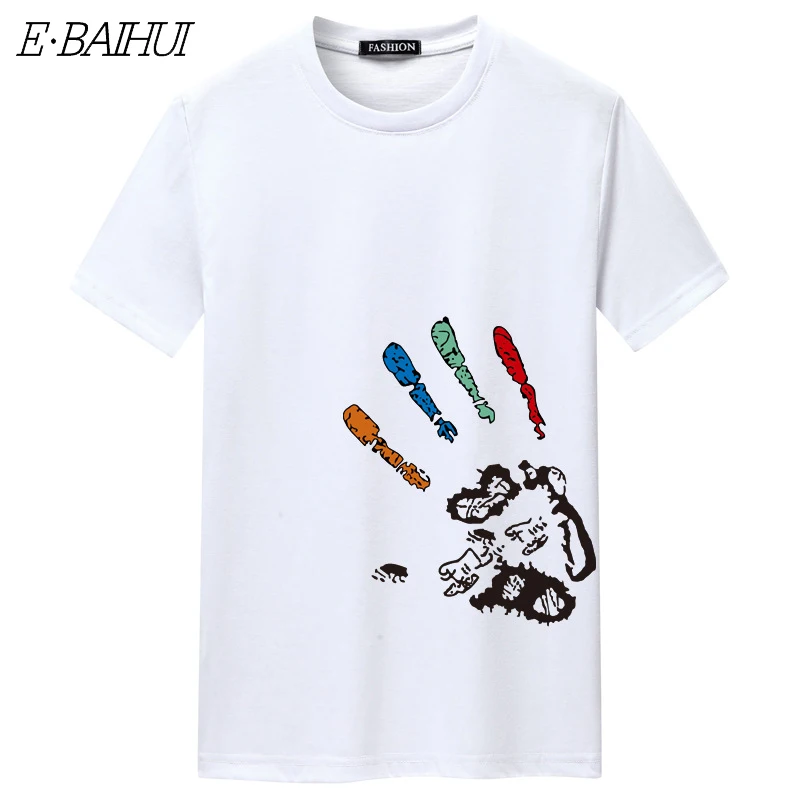 

E-BAIHUI Casual Loose Men's T-shirt Digital Print Short Sleeve Top Slim Round Neck Short Sleeve Tee11 Color
