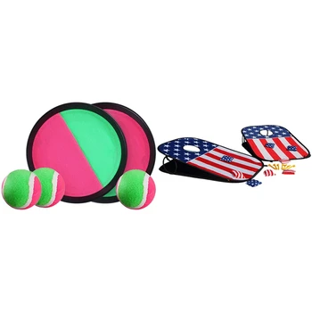 

1 Set Sucker Sticky Ball Toy Toss and Catch Ball Game Set & 1 set for Child sandbag board Game Set Collapsible