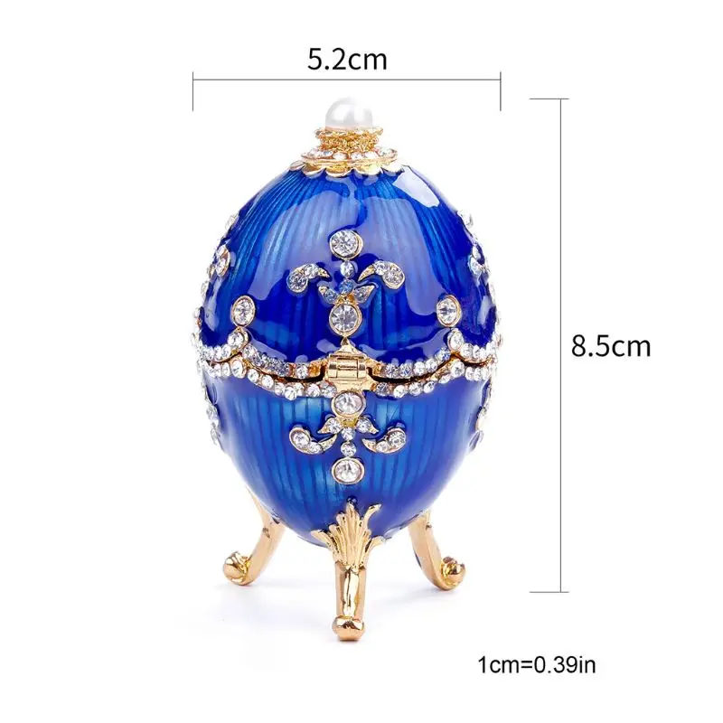 Ювелирные изделия Организатор Faberge украшения для яиц Винтаж StyleTrinket Box (синий)