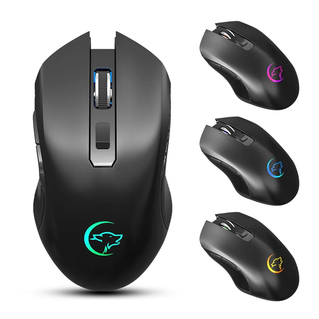 2.4G USB Wireless 6 Buttons Mouse Colorful Lighting 3 Modes 2400DPI Adjustable Rechargeable Silent Gaming Mice for Home Office|Мыши| |