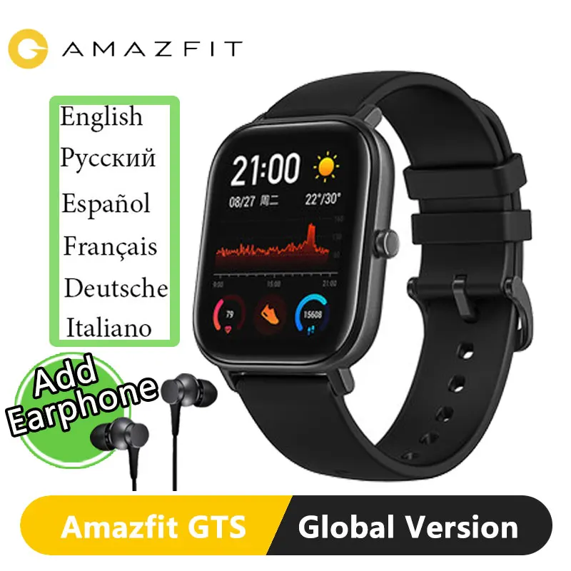 Умные часы Huami Amazfit GTS в наличии глобальная версия GPS 5ATM водонепроницаемые для