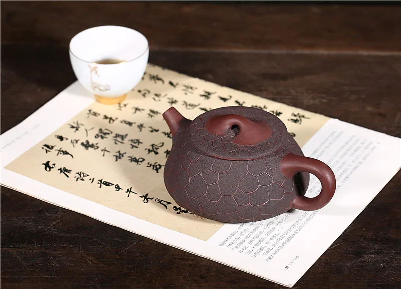 300cc аутентичный китайский чайник для заварки чая Шахта фиолетовый; песок чайник знаменитый чистый ручной чайник ледяной каменный совок горшок Zisha чайный набор кунг-фу