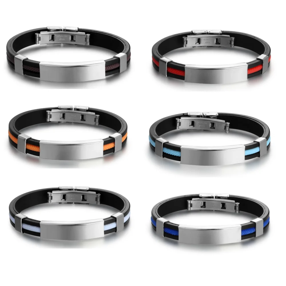 Персонализированные имя ID силиконовые браслеты для мужчин и женщин DIY на заказ из