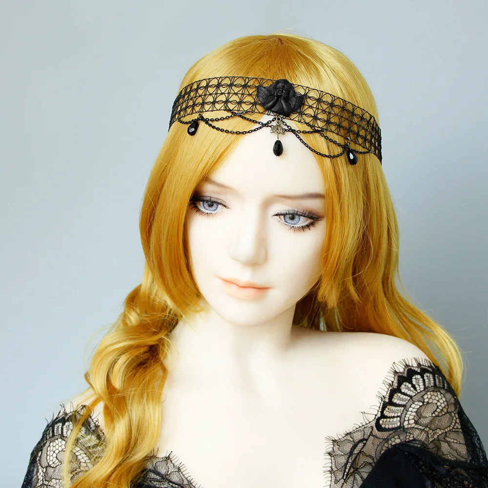 Принцесса Сладкая Лолита hairband Черный Ангел готический ветер дьявол украшение волос Хэллоуин преувеличенные королева кисточки Hairband FD-41-1