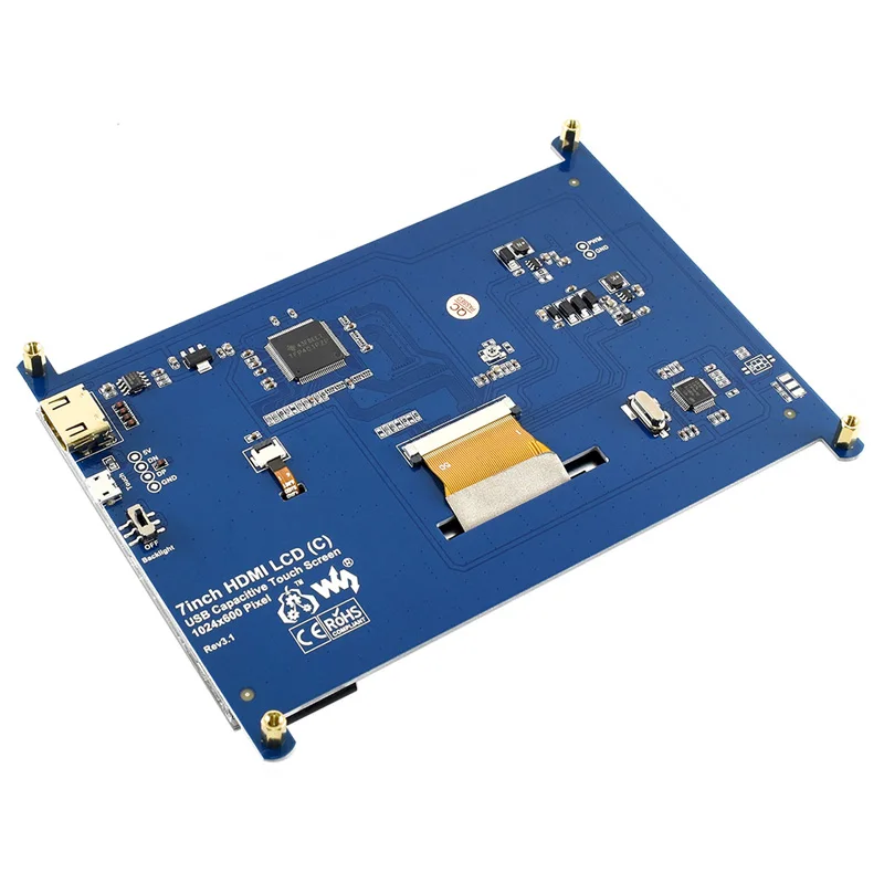 Raspberry Pi 7 дюймов емкостный сенсорный экран Экран ЖК дисплей (C) 1024 × 600 HDMI IPS низкая