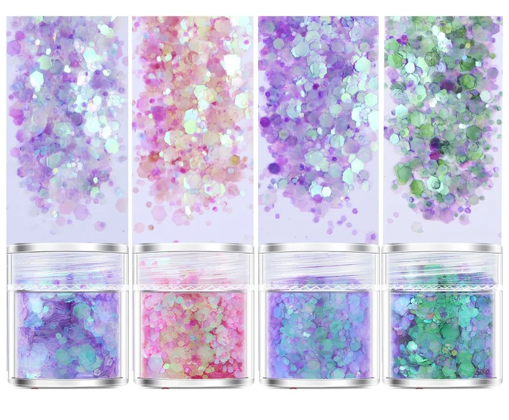 Set of 4/5 Boxes Nail Glitter Holographic Chunky Glitters Nail Art Decorations 3D Cosmetic Sequins for Body Face Hair Makeup Set of 4/5 Boxes Nail Glitter Holographic Chunky Glitters Nail Art Decorations 3D Cosmetic Sequins for Body Face Hair Makeup