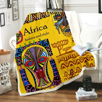

Africa Style Sherpa Blanket Napping Beds Sofa Dust Cover Plush Kids Soft Office Quilts Cover Black Lives Matter Travel Blankets