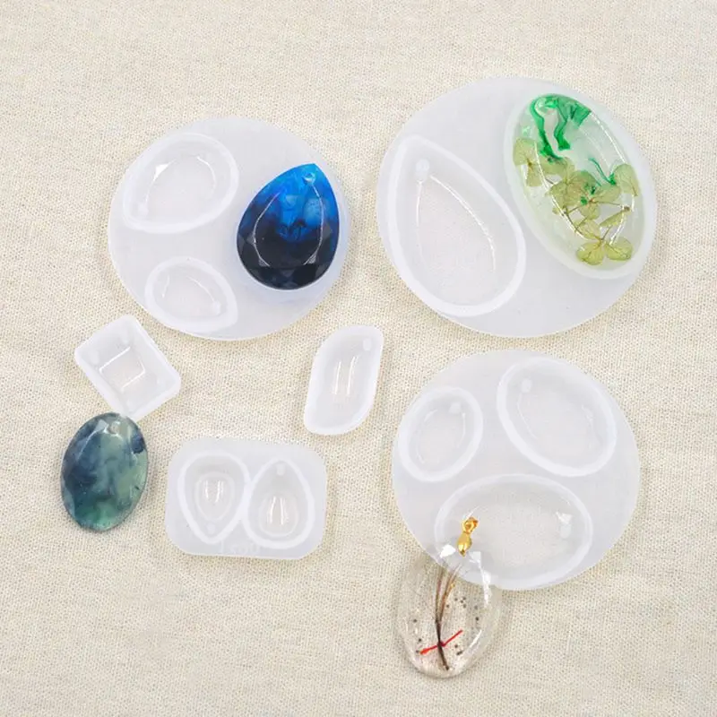 

5 Pcs/set Silicone Oval Mold with Hole Pendant DIY Craft Jewelry Pendants Decor Making Epoxy Resin Molds
