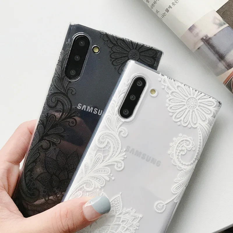 Кружевное платье с цветочным рисунком мягкий чехол для samsung Galaxy Note 10 Pro 9 8 S10 S8 S8 плюс S7 край A6 A8 A9 A7 A10 A10S A20 A30 A50 A70 Coque