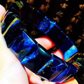 

15x11mm Natural Blue Pietersite Bracelet Jewelry For Woman Man Crystal Namibia Rectangle Beads Energy Stone Bangle Stretch AAAAA
