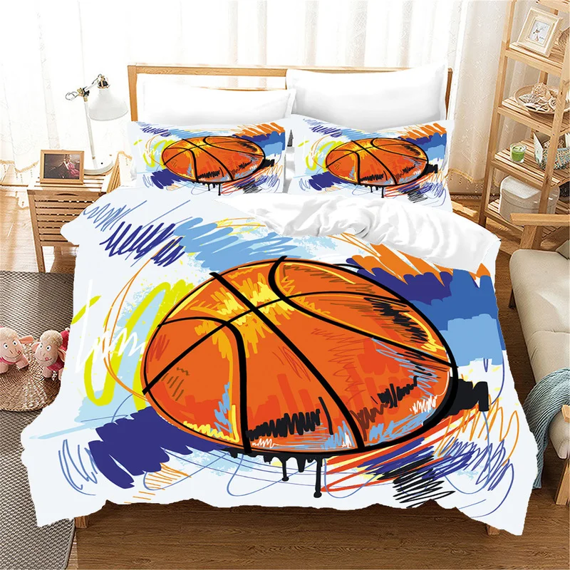 3D Basketball Polyester Bedding Sets Kids King Queen Duvet Cover 3d  Bedclothes Sports Man Bedding Set (no Bed Sheets)