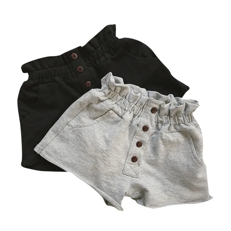 Summer Toddler Boys Solid Print Short Pants Trousers Kids Knee Length Casual Baby Cotton Trousers Gary And Black