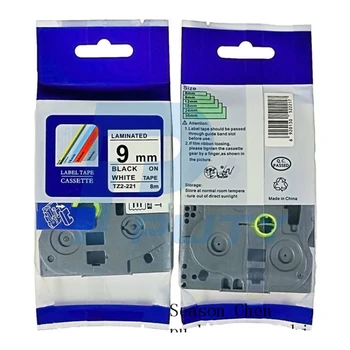 

5pcs TZe Laminated Label Tapes TZe221 TZ2-221 Black on White 9mm Compatible for Brother P-touch Printer Ribbon