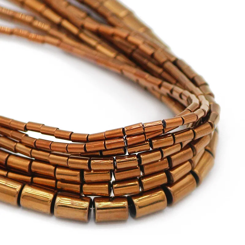 

4/6/8MM Copper Natural Hematite Stone Cylinder Spacers Round Loose Beads For DIY Jewelry Making Bracelet Necklace Accessories