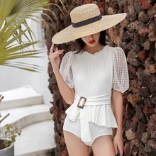 Женский купальный костюм закрытый купальный костюм для подростков трихинис цельный купальный костюм Traje de Bano плюс размер бикини женский s Купальник Белый