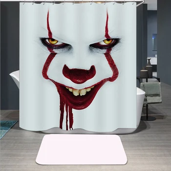 

Stephen King's It 3D Print Horror Movie Joker Shower Curtain Polyester Fabric Bathroom Curtain Waterproof Hook Bath Curtain 04