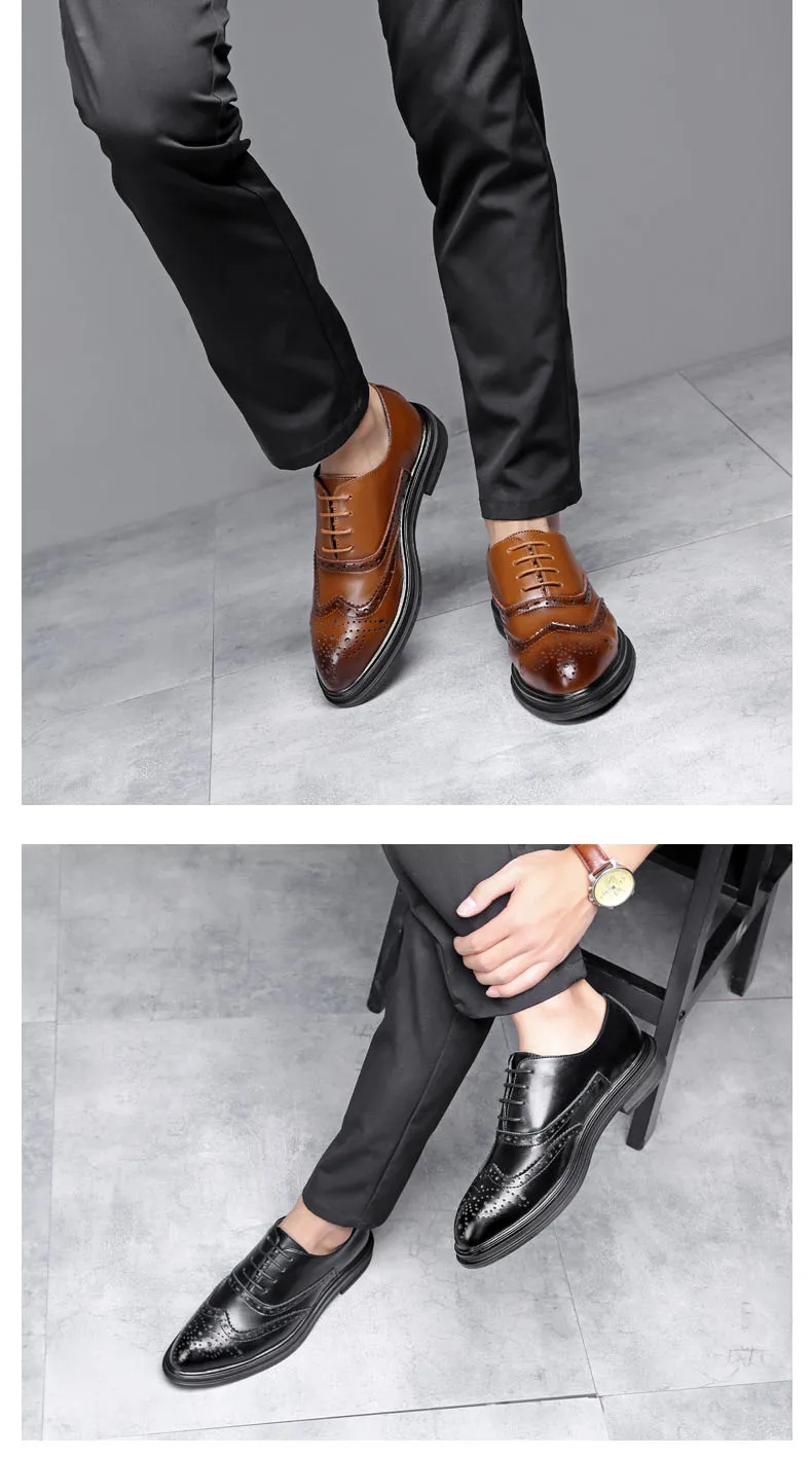 Misalwa/мужские туфли; Классические Современные Туфли-оксфорды с перфорацией типа «броги»; коллекция года; коричневые свадебные туфли с заклепками; Мужские модельные туфли