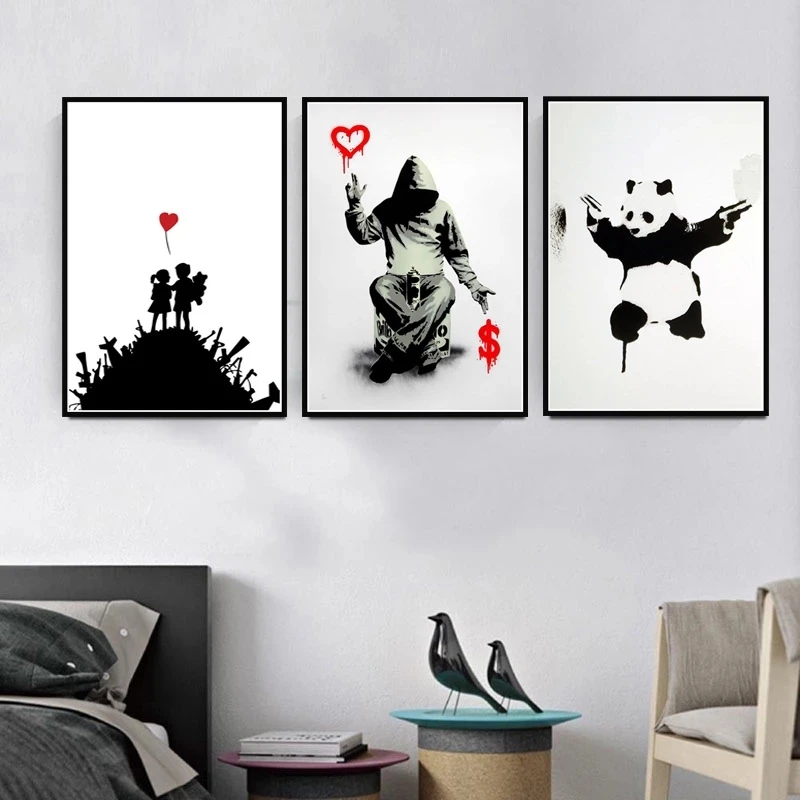 

Canvas Oil Painting Hot Graffiti Modern Art Street Banksy Painting Animal Poster Prints Art Wall Pictures Living Room Home Decor