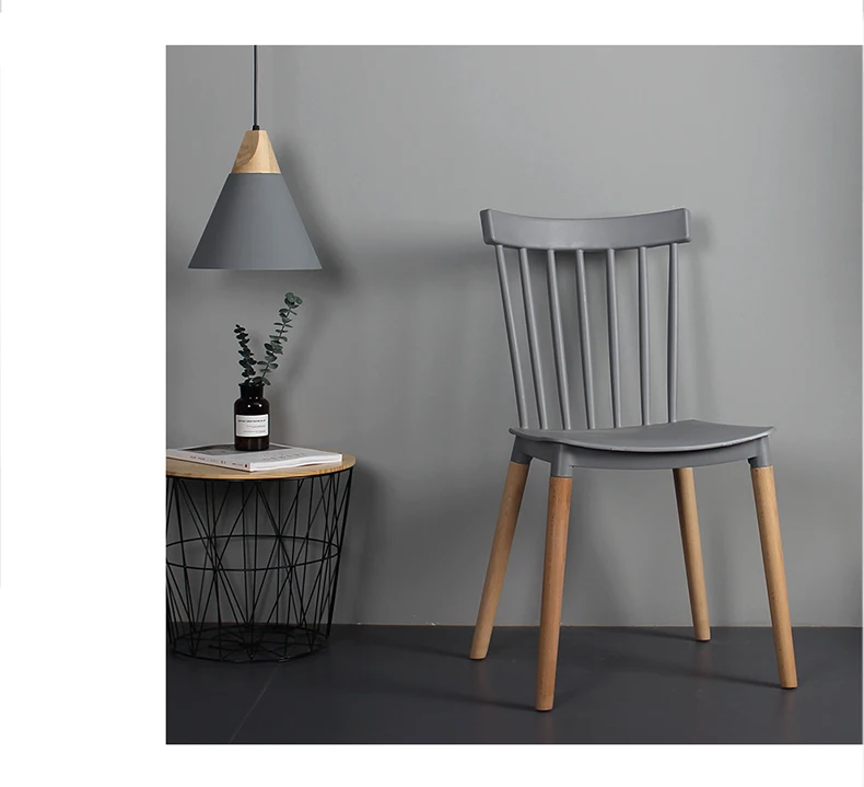 Простое Скандинавское кофейное кресло Ins, повседневное обеденное кресло, японские пластиковые стулья из массива дерева, стулья для отдыха