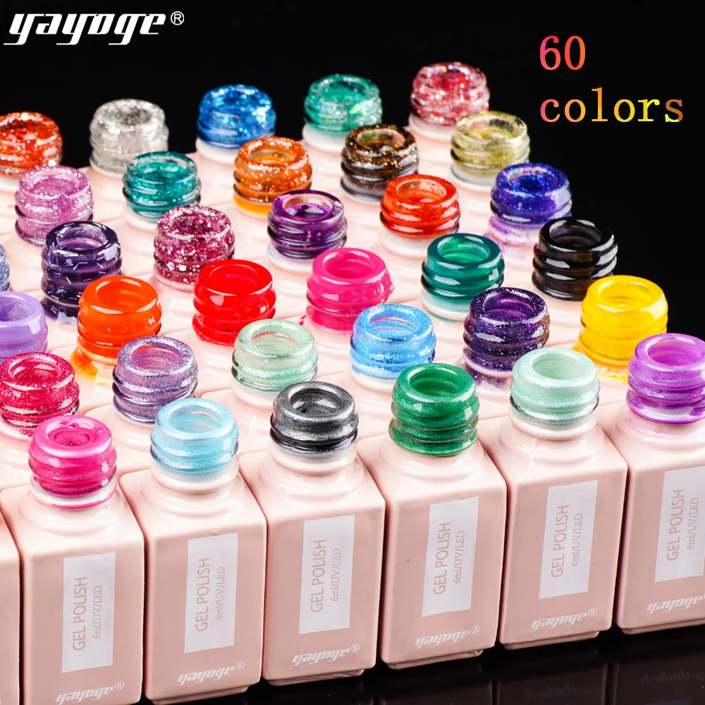YAYOGE 6 мл Гель-лак 60 цветов УФ светодиодный лак для ногтей лак для нейл-арта Чистый Цвет замочить от гель-краски DIY дизайн инструмент(31-60