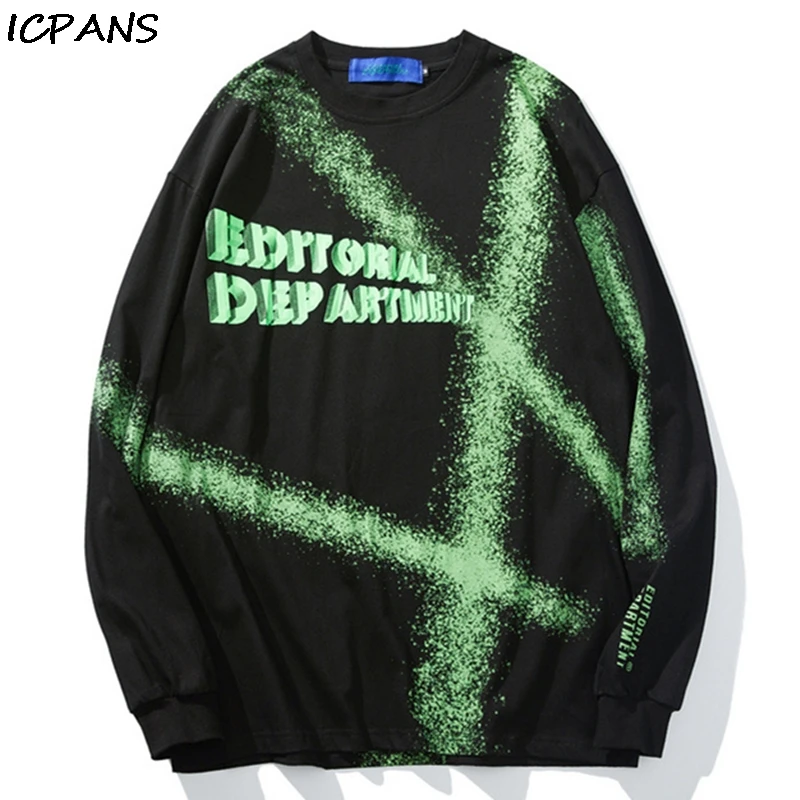 

ICPANS Embroidery Hoodies Mens 2019 Autumn Striped Letter Printed Sweatshirts Hip Hop Swag Pullover Hooded Red Yellow