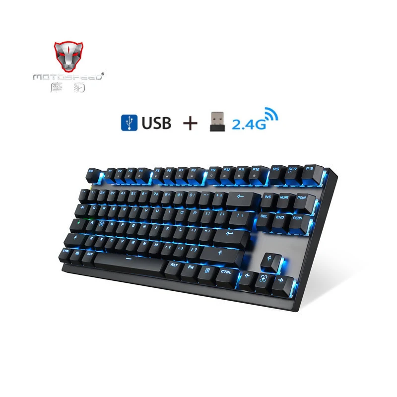 Motospeed GK82 2.4G Wireless Gaming mechanical keyboard Dual Mode mini keyboard LED Backlit usb receiver For PC computer gamer