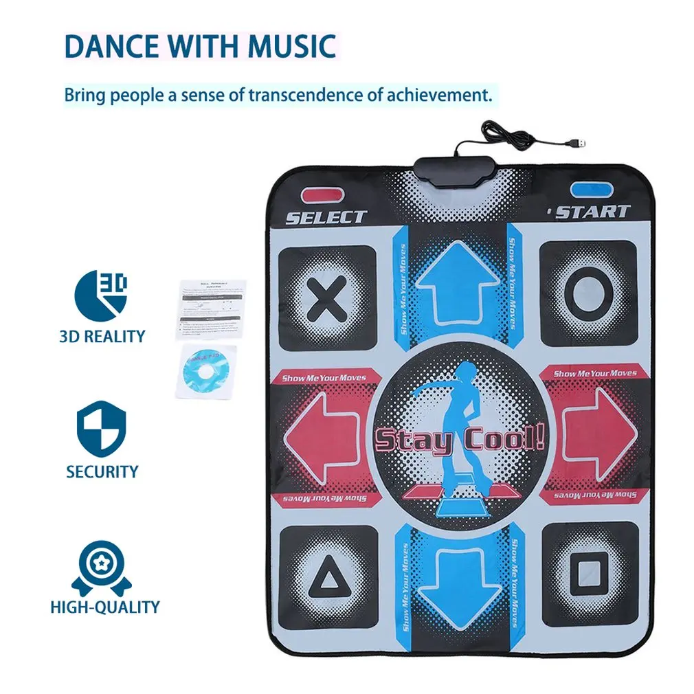 Нескользящий прочный износостойкий танцевальный коврик ковер для танцев на ПК с USB для бодибилдинга фитнеса