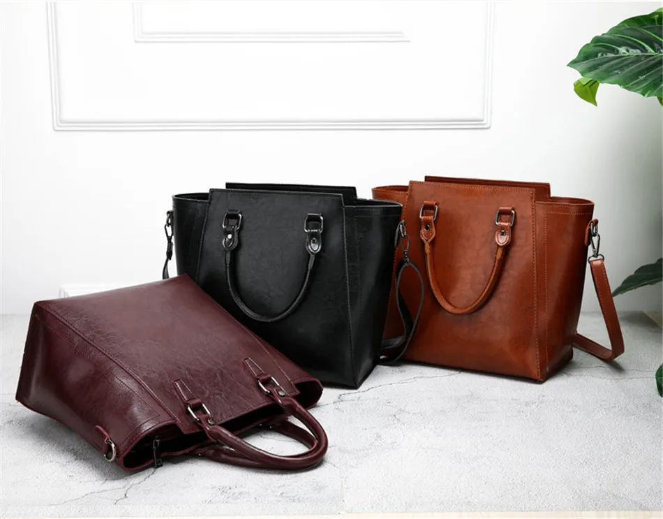 Роскошные сумки 3 шт./компл. женские сумки через плечо дизайнерские винтажные восковые кожаные сумки с ручкой сверху для женщин клатч кошелек