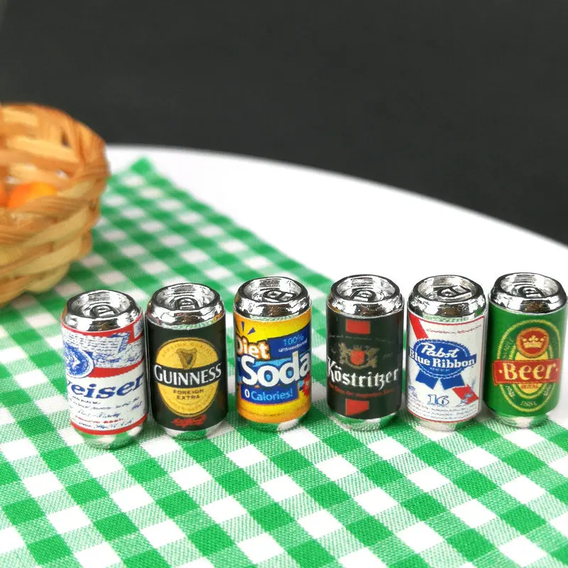 6 шт./компл. милые мини кукольный пивных банок для декорирования миниатюрных кукольный домик Кухня Scence ролевые игры Еда напитки игрушка