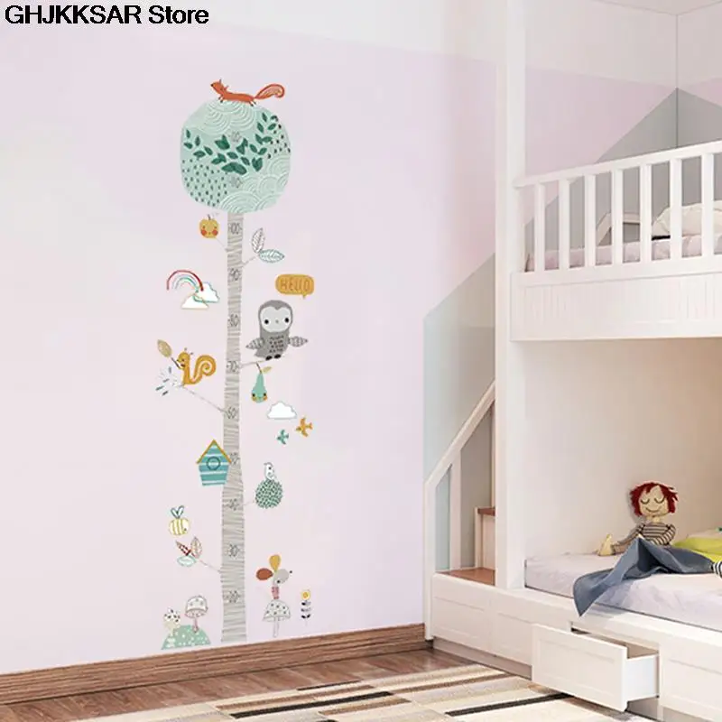 DIY Wall Sticker Decor Forest Animal Trees Measure Height Children Mural Decals Nursery Lovely Wallpaper | Дом и сад