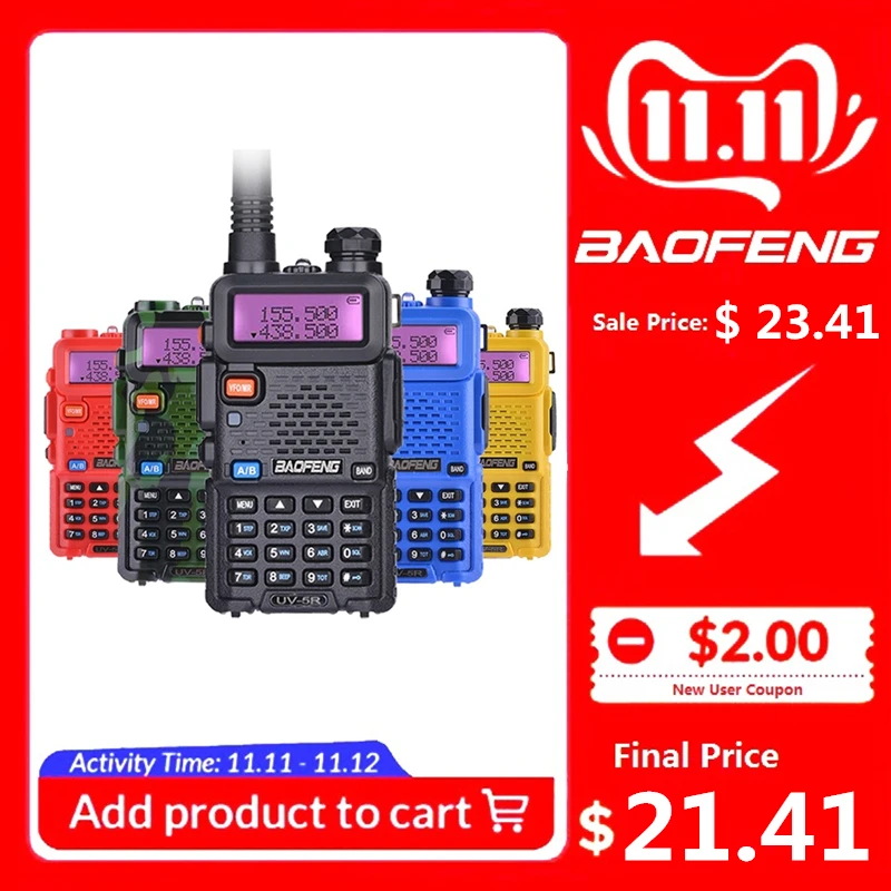 Günstige Baofeng UV 5R Walkie Talkie Dual Band Professionelle 5W UV 5R Ham Two Way Radio UV5R Handheld Jagd Radio Station HF Transceiver