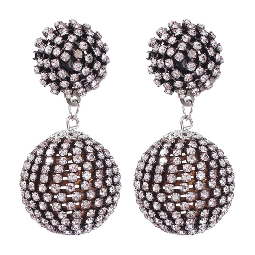 

Fashion Luxurious Crystal Long Ball Drop Earrings Gold Full Rhinestone Statement Earring Women Party Jewelry Gift