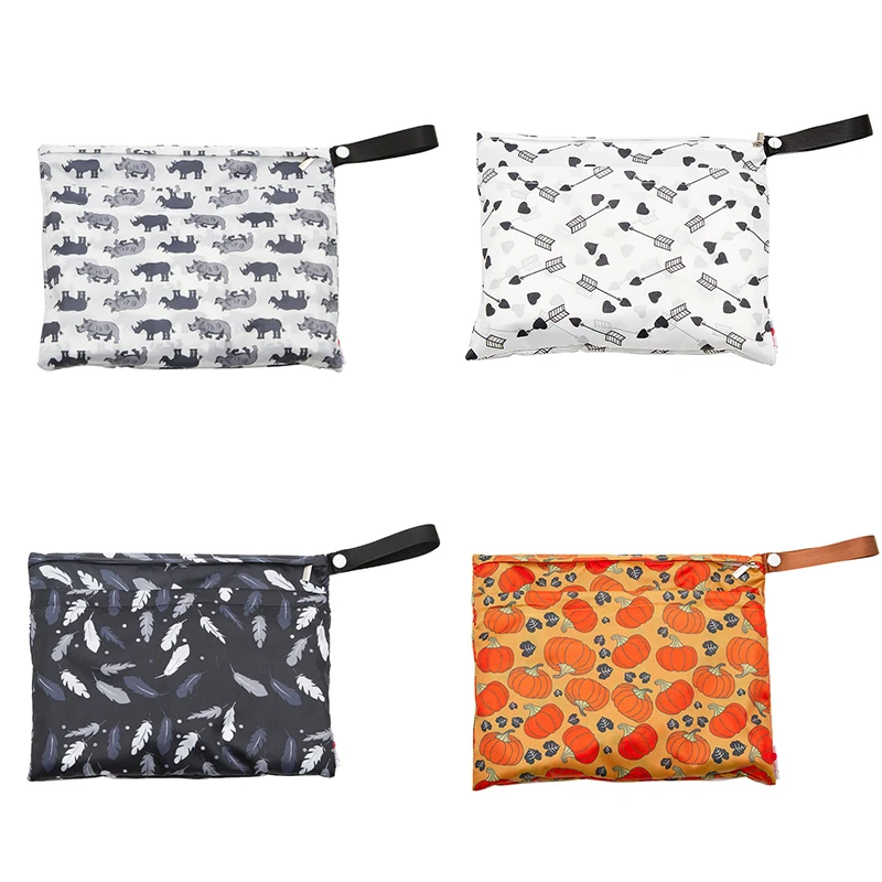 Travel Printed Reusable Bag Nappy Baby Fabric Waterproof Small Mask Cloth With Zip Wet Stroller Diaper Menstrual | Мать и ребенок