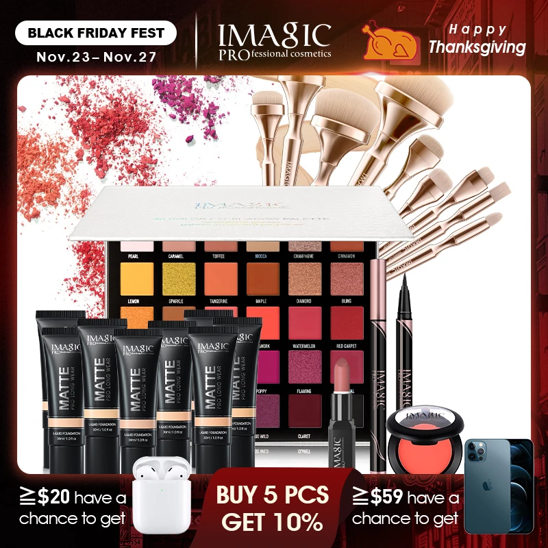 

IMAGIC Women's Professional Makeup Kit Lncludes Eye Shadow Lipstick Eyeliner And Blush FoundationAnd 9 Sets Of Brushes