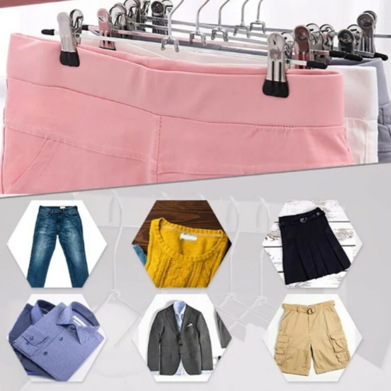 10pcs Set Clip Hanger Laundry Clothes Drying Pants Skirt Coat Hooks Rack Holder