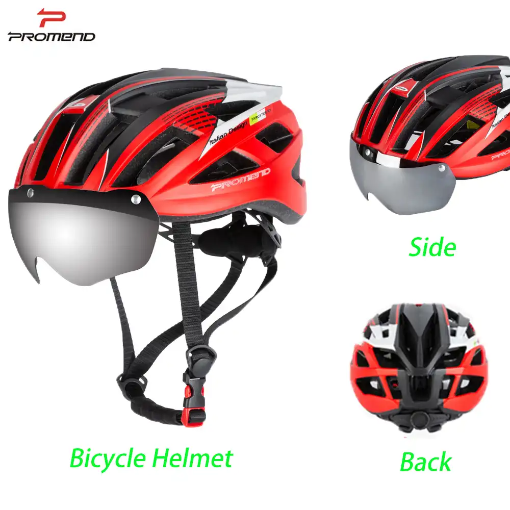 バイク一体成型サイクリングヘルメット男性と女性ゴーグルレースロードバイクヘルメットレンズ人気自転車ヘルメット機器 自転車用ヘルメット Aliexpress