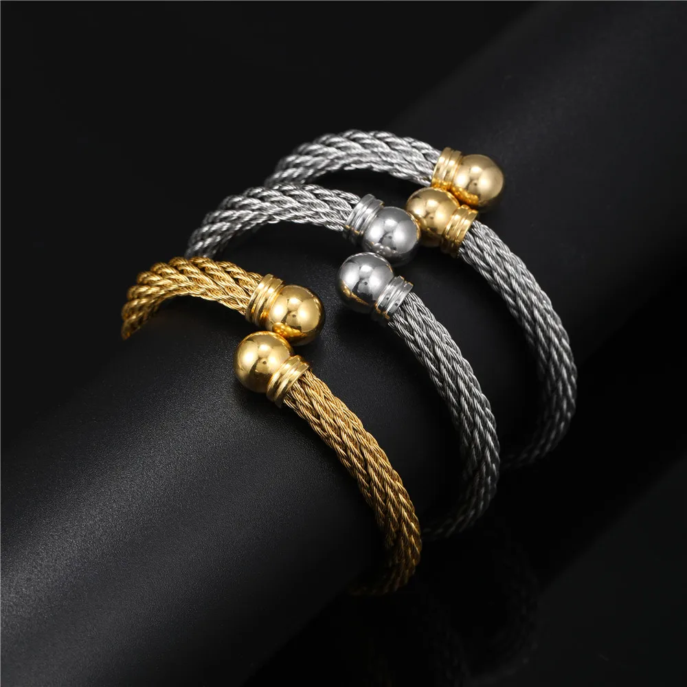Titanium Steel Men Women Open Round Ball Cuff Bangle Bracelet in Stainless Steel Brackelts Gifts For Women Men Gift 6