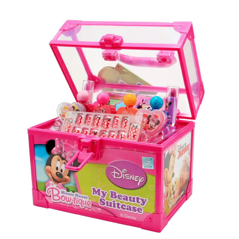

girls princess Mickey Minnie Cartoon Cosmetic case Makeup car set Disney Nail sticker Beauty Fashion Pretend Toys
