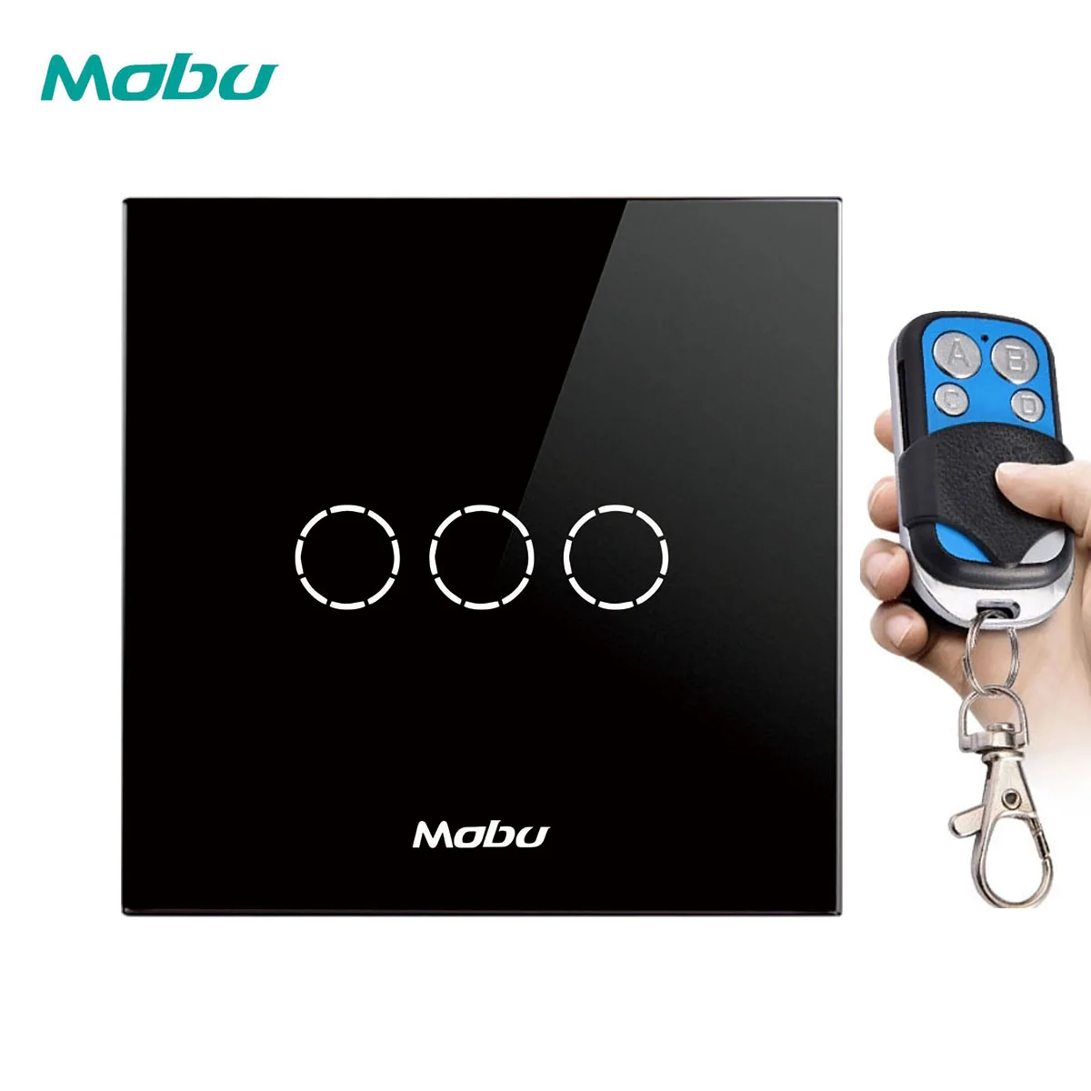 Mobu 3Gang 1-way пульт дистанционного управления переключатель, стандарт ЕС/Великобритании, настенный светильник сенсорный выключатель, использовать с пультом дистанционного управления - Цвет: Black Y603A