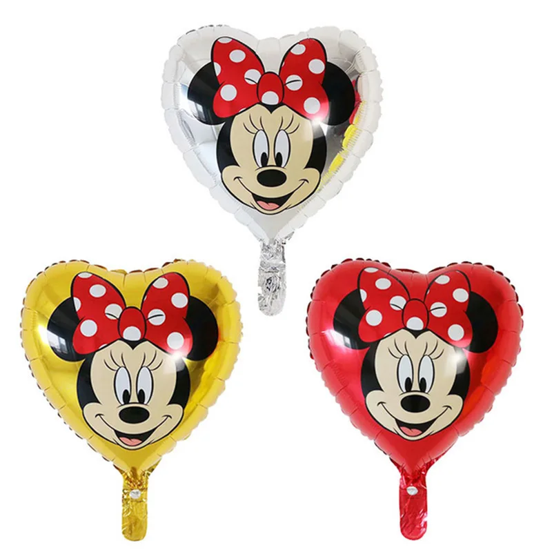 10 шт., 18 дюймов, воздушные шары из фольги в форме сердца с изображением Микки и Минни Маус, украшения для дня рождения, вечерние воздушные шары