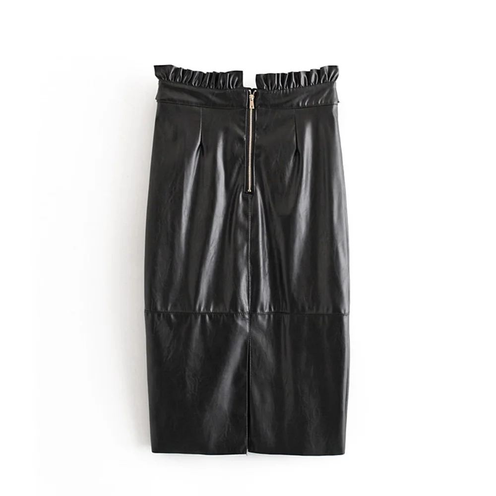 Новинка осени 2019 года Женская облегающая прямая юбка из искусственной кожи с